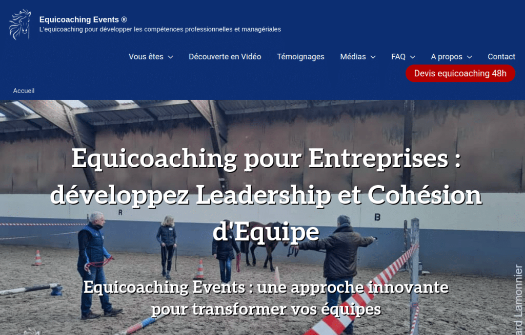 Capture d’écran du site web de l’equicoach Bernard Lamonnier dans l’annuaire equicoach