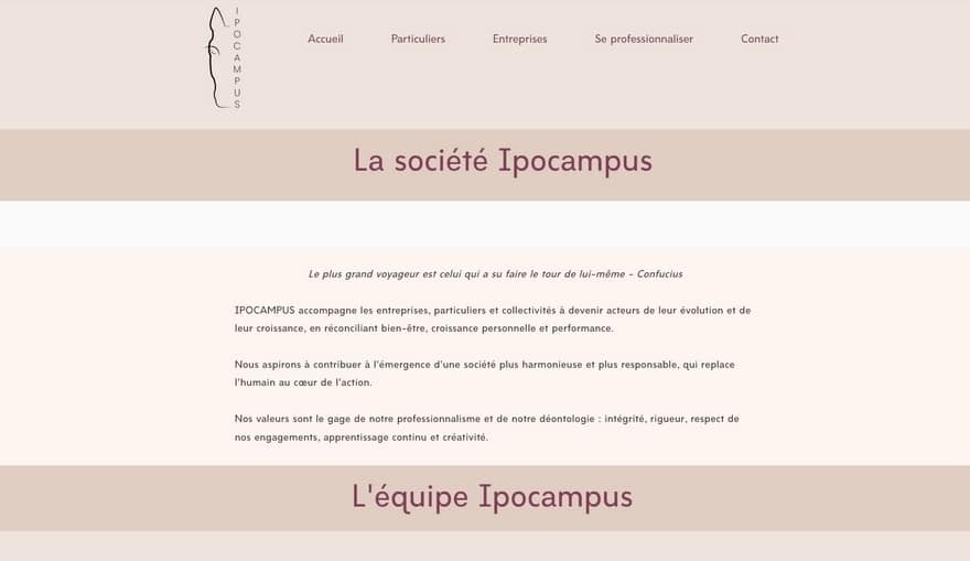 Capture d’écran du site web de l’equicoach Anne Peudecoeur dans l’annuaire Equicoach